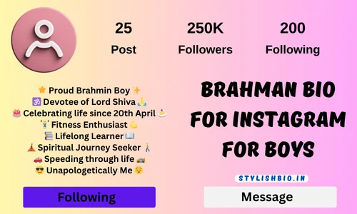 Brahman bio for Instagram for Boys