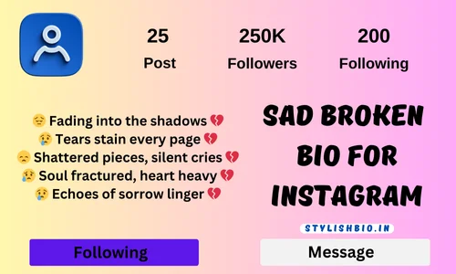 Sad broken bio for instagram